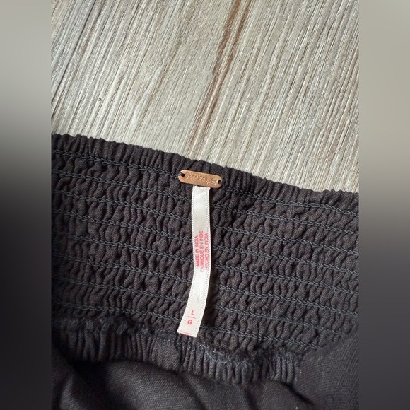 Free Prople Mini Dress Short Sleeve Flowy Ruffle Sundress Hippie Black Size L - Picture 3 of 5